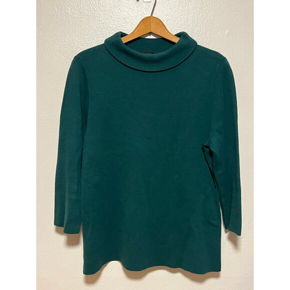 Women's Talbots Green Spring Fall Winter Turtleneck Cotton Sweater Size Large - Picture 1 of 4